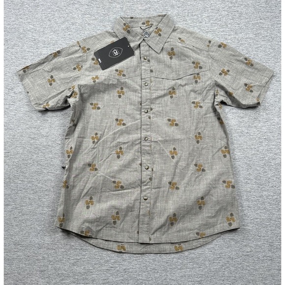 Club Ride Shirt Mens Medium Gray Paisley Mag 7.1 Short Sleeve Pearl Snap Up NEW - Picture 1 of 8